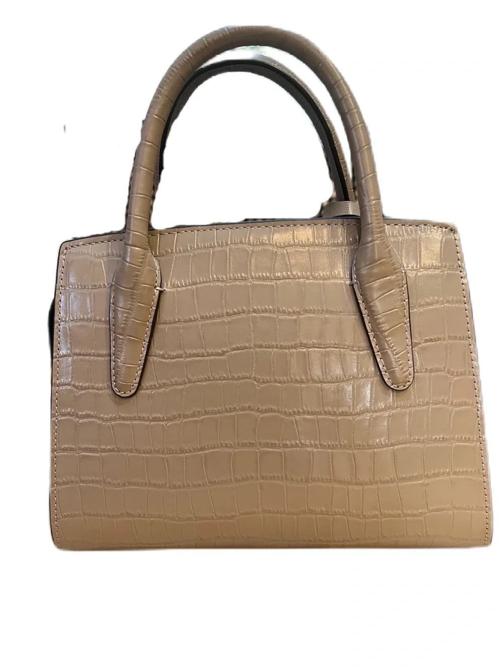 COACH Croc-Embossed Leather Andrea Mini Carryall in a tan colorway